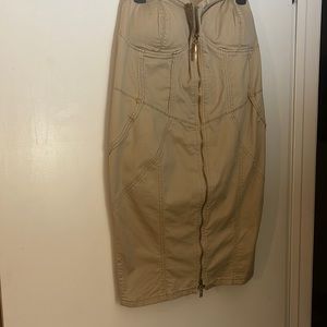 BABY PHAT STRAPLESS ZIPPERED FRONT TAN DRESS WITH A LOT OF DETAIL SIZE 16 NWOT